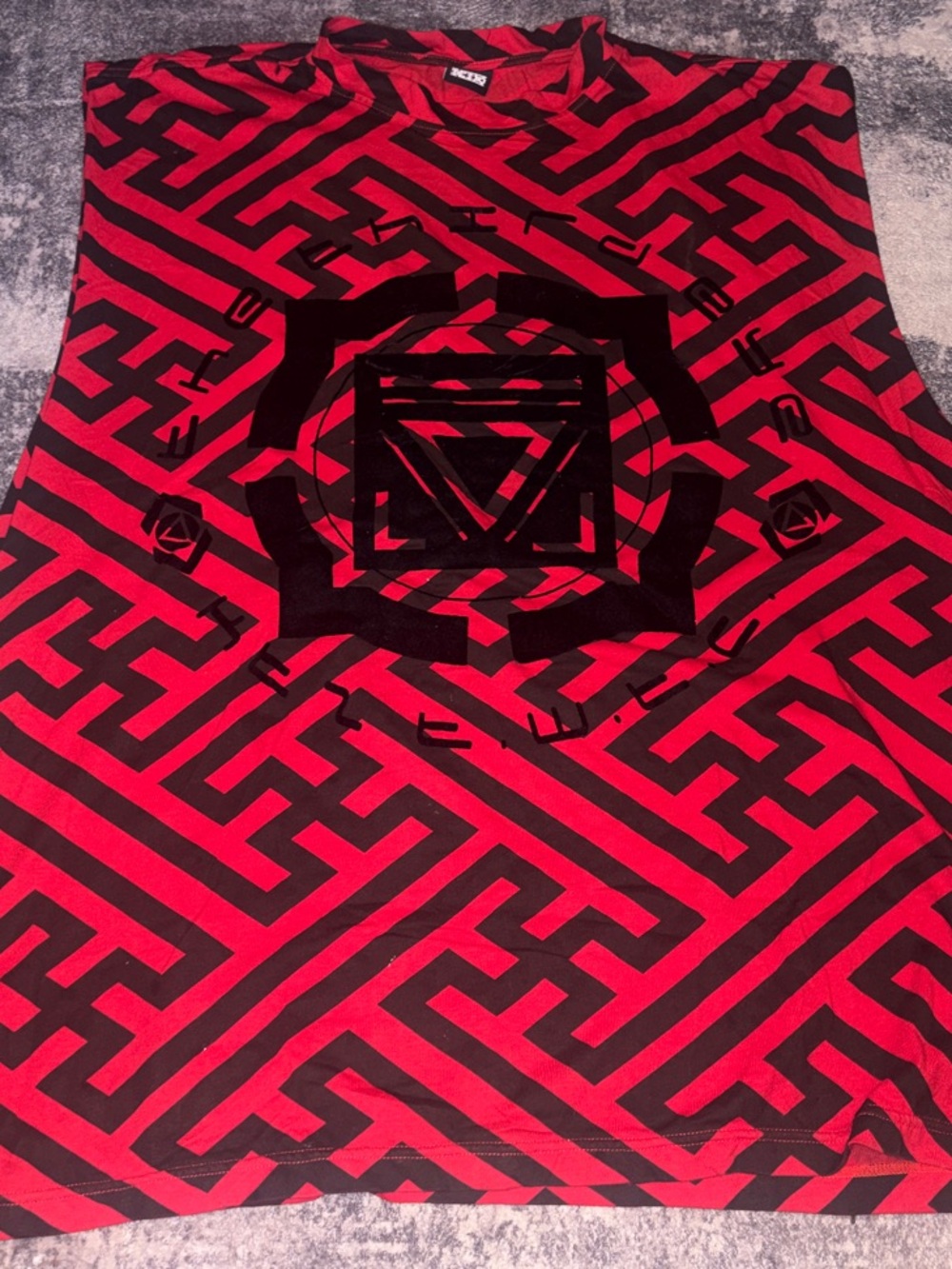 Men's Red & Black Graphic Tank Top